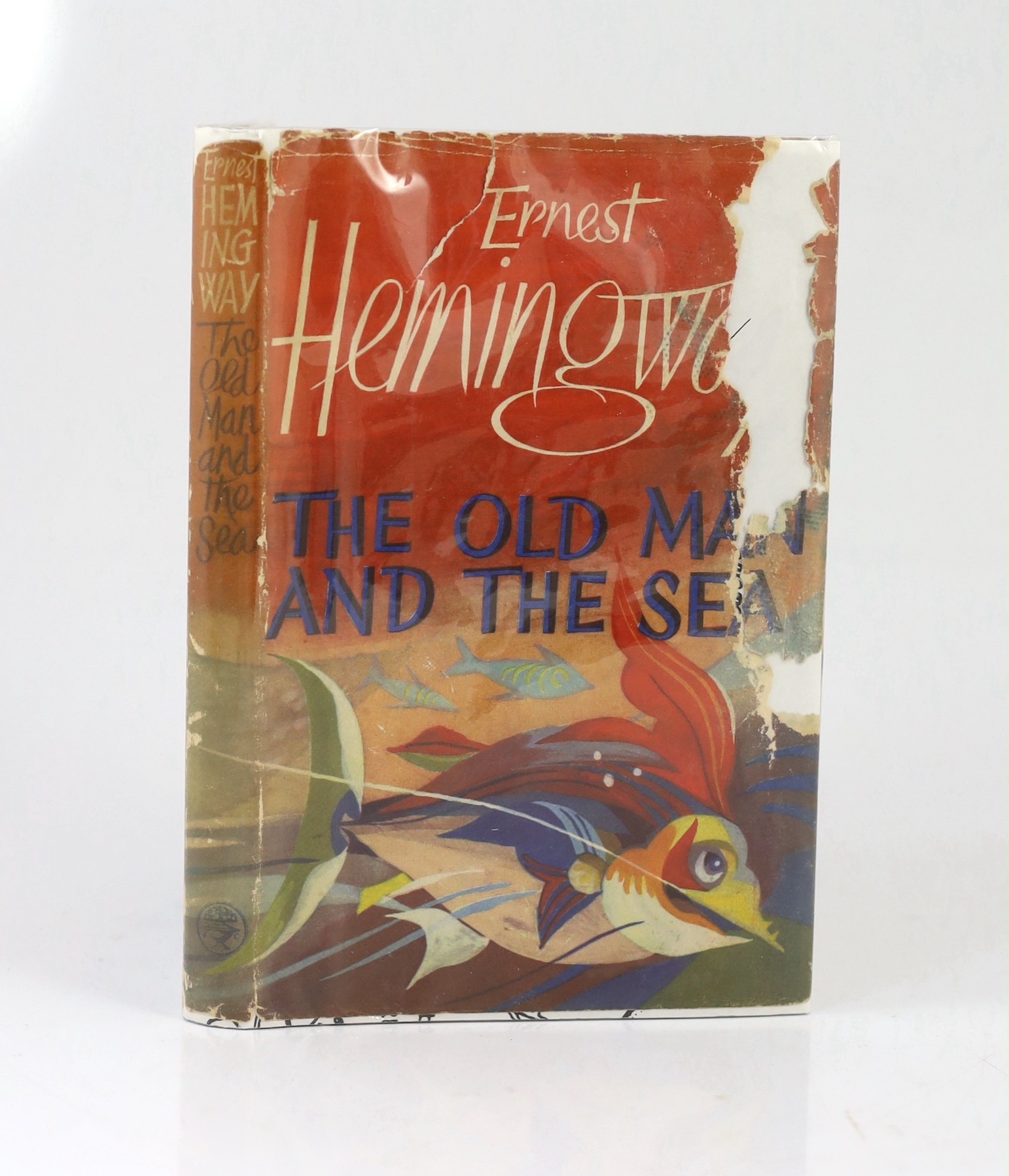 Hemingway, Ernest - The Old Man and the Sea, 1st UK edition, 8vo, the unclipped d/j with loss to right front panel and spine head, ownership inscription to front fly leaf, Jonathan Cape, London, 1952